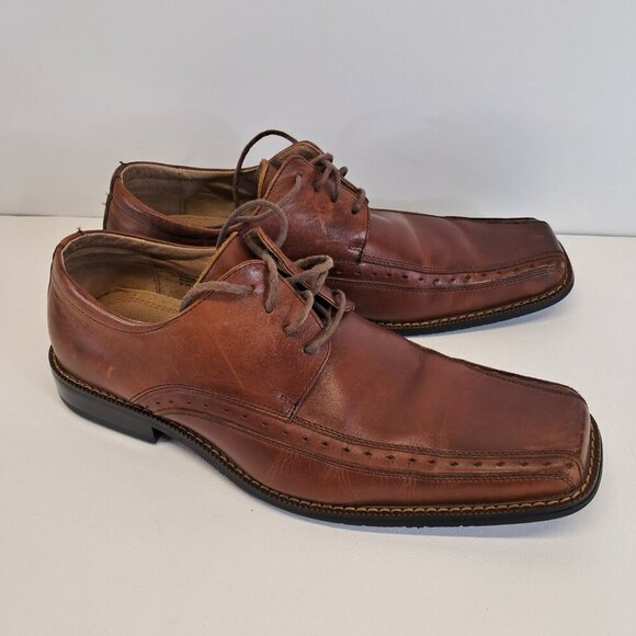 Stacy Adams Dayton Square Toe Lace Up Brown Shoes Size 10 - Picture 2 of 16